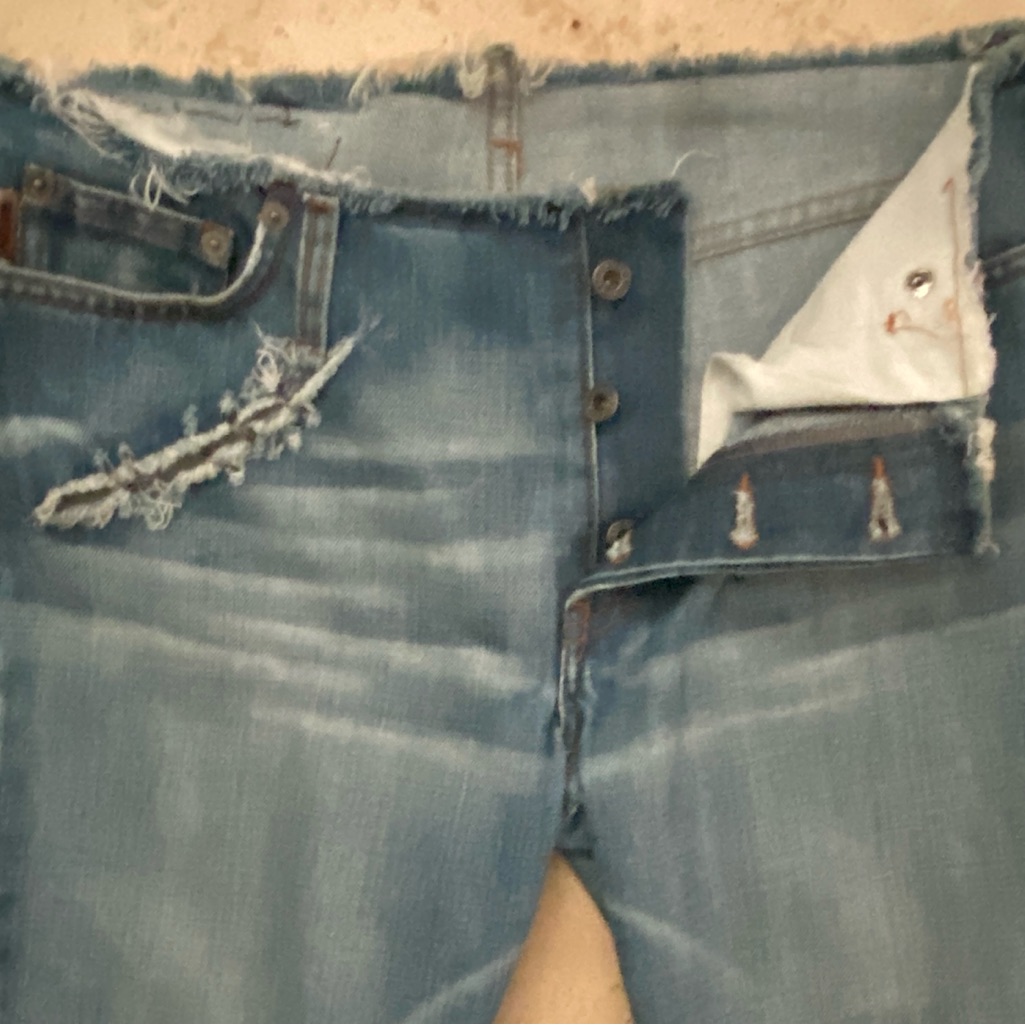 Moschino Low Waist Vintage Boot Cut Ripped Distressed Piercings Jeans 30